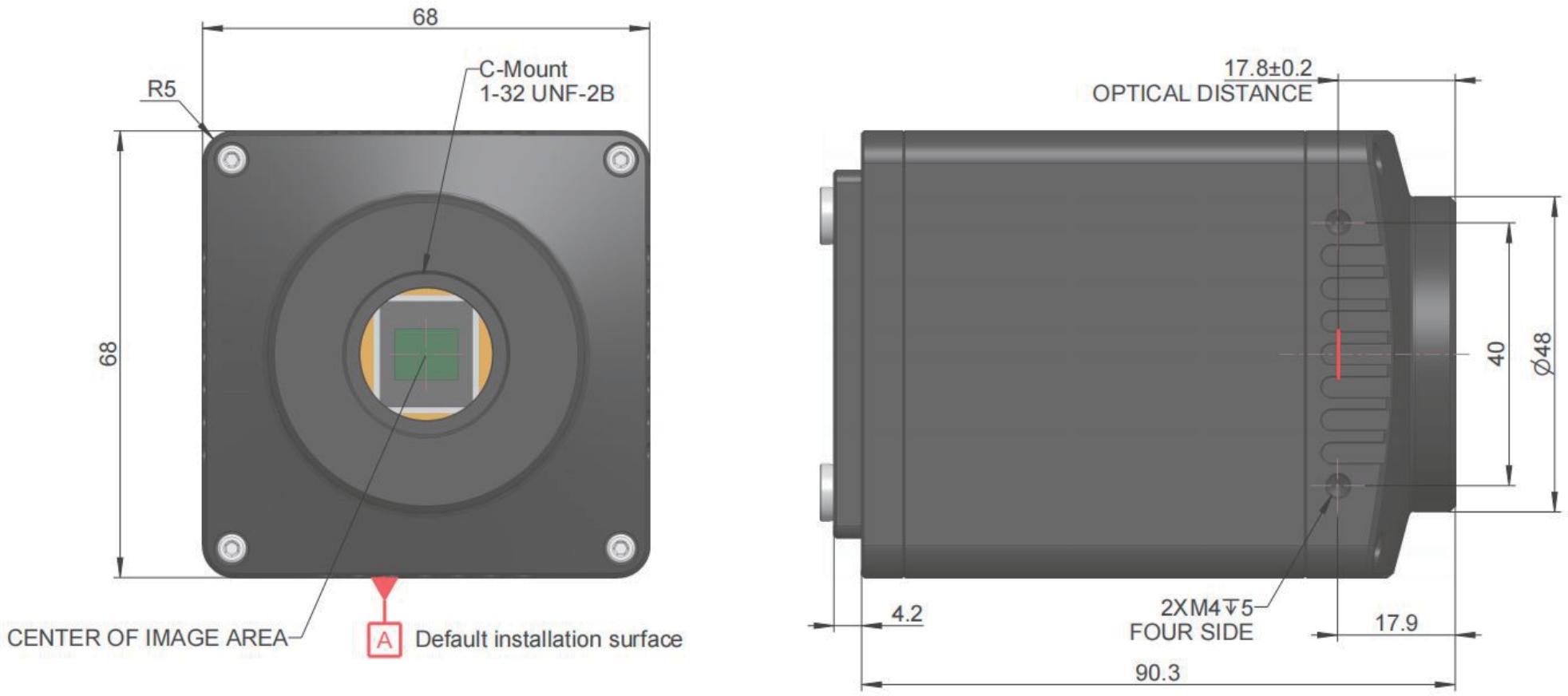 SWIR331 Camera Dimensions