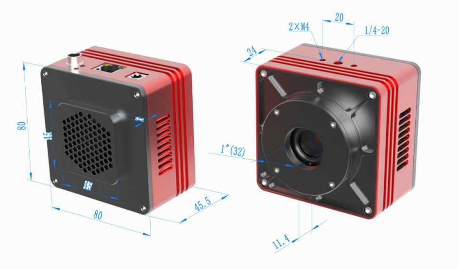 SWIR series GigE interface Cooled Camera dimensions(mm)