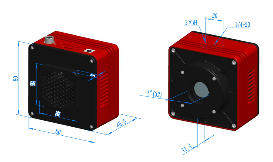 SWIR series GigE interface Cooled Camera dimensions(mm)