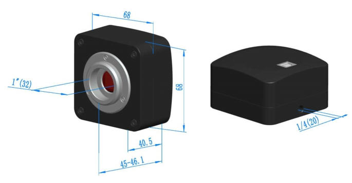 EXCCD Camera Dimensions