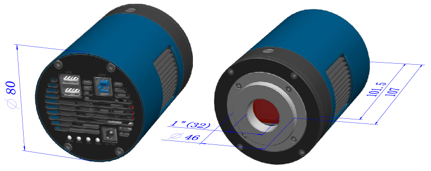 MTR3CMOS Abmessungen der Kamera